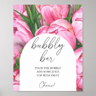 Watercolor peony roses - bubbly bar poster