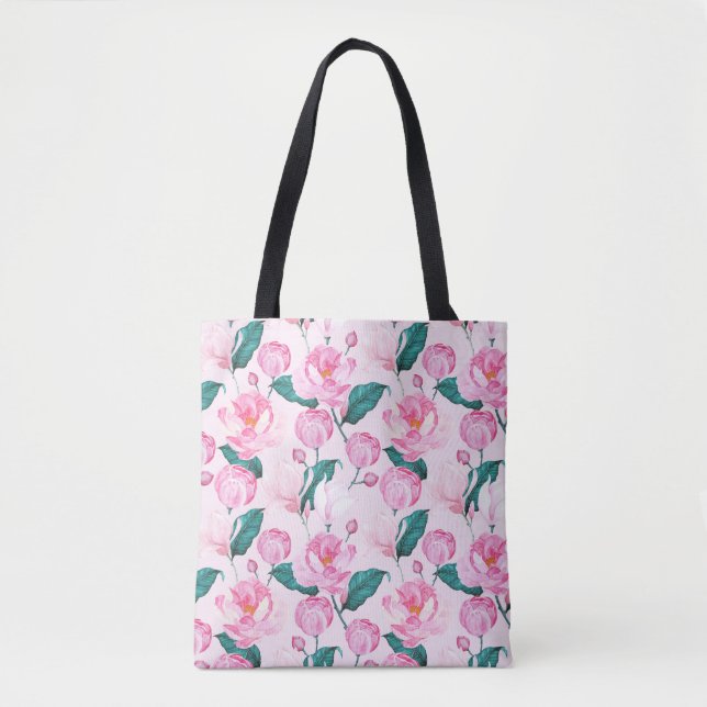 Watercolor Peony Tote Bag (Front)
