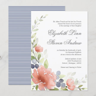 Watercolor Peony Wedding Invitations