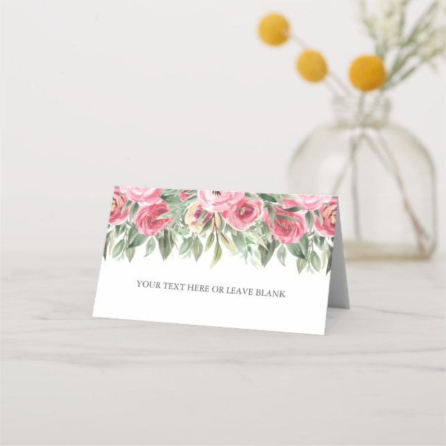 Watercolor Peony Wedding Place Card (Front)