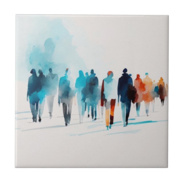 Watercolor people art tile (Front)