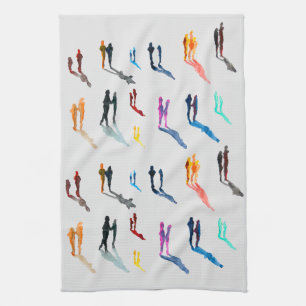 Watercolor people figure art kitchen towel