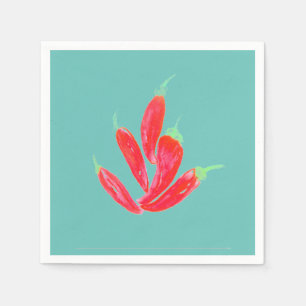 Watercolor Peppers Red Habanero Chili Napkin