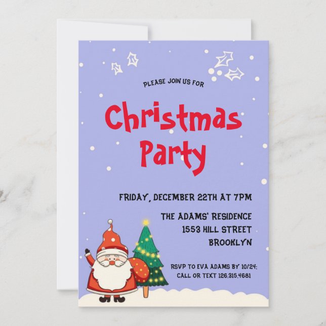 Watercolor Père Noël Christmas Party Invitation (Devant)