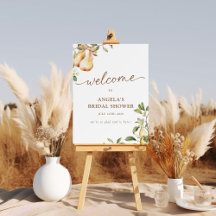 Watercolor Perfect Pear Bridal Shower Welcome Sign