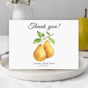 Watercolor Perfect Pear Thank You Bridal Shower Card