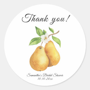 Watercolor Perfect Pear Thank You Bridal Shower Classic Round Sticker