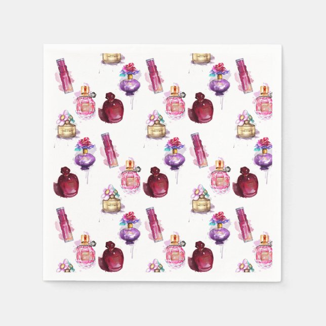 Watercolor Perfume Bottles Napkin (Front)