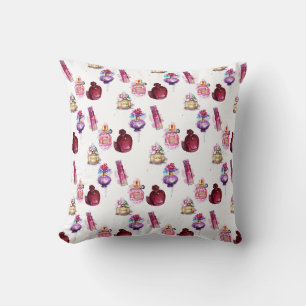 Watercolor Perfume Bottles Throw Pillow