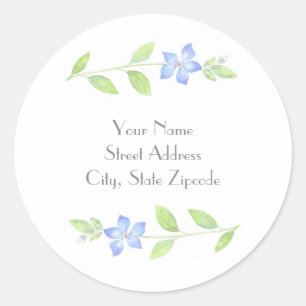 'Watercolor Periwinkle Flowers' Labels