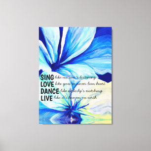 Watercolor Persian Blue Lilies Petals Pattern art Canvas Print