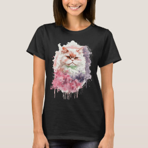 Watercolor Persian Cat Japanese Cherry Blossom Sak T-Shirt