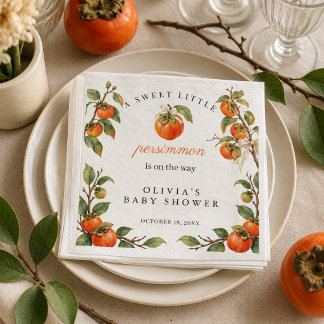 Watercolor Persimmon Baby Shower Personalized Napkin