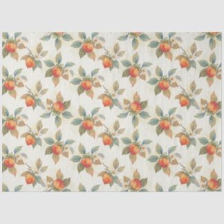 Watercolor Persimmon Fruit and Flowers  Tissue Paper