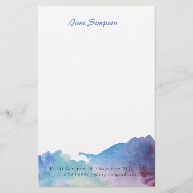 watercolor personal stationary stationery (Front)