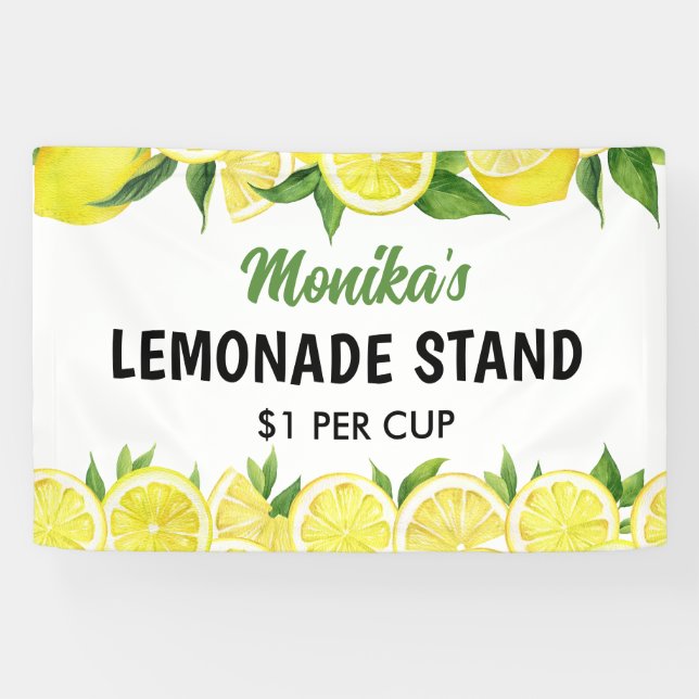 Watercolor Personalized Lemonade Stand Banner (Horizontal)