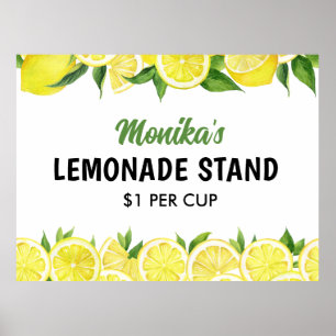 Watercolor Personalized Lemonade Stand Poster