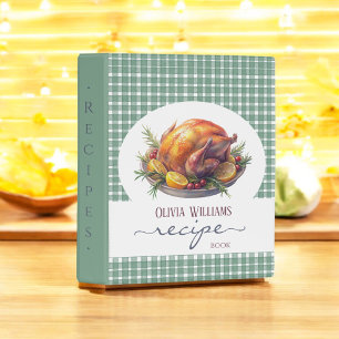 Watercolor Personalized Thanksgiving Recipe Book Binder