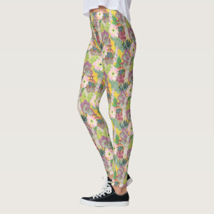Watercolor Peruvian Woman & Llama Pattern Leggings