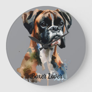 Watercolor Pet Boxer Personalize Wall Clock