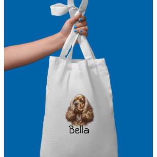 Watercolor Pet Cocker Spaniel Personalize Tote Bag