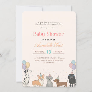 Watercolor Pet Pawty Dog Baby Shower Invitation