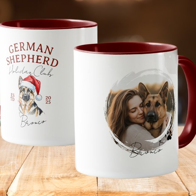 Watercolor Pet Portrait Christmas German Shepherd Mug (Enhance your holiday kitchen set with this Watercolor Pet Portrait Christmas German Shepherd Mug! )