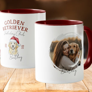 Watercolor Pet Portrait Christmas Golden Retriever Mug