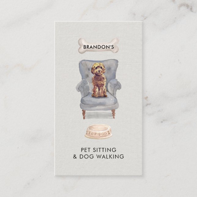 Watercolor Pet Sitter Dog Walker Business Card (Front)