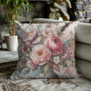 Watercolor Petals Throw Pillow