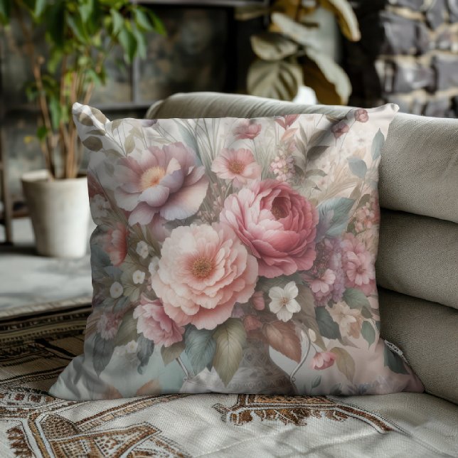 Watercolor Petals Throw Pillow (Creator Uploaded)