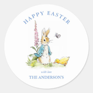 Watercolor Peter Rabbit Easter  Classic Round Sticker