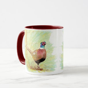 Watercolor Pheasant Game Bird Custom Name  Mug