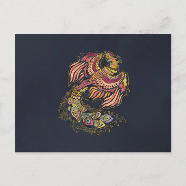 Watercolor Phoenix bird Postcard (Front)