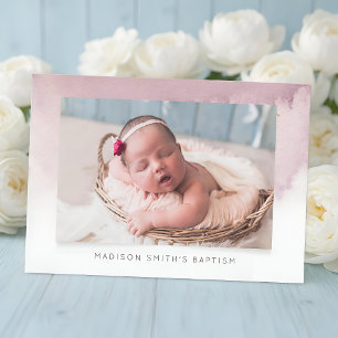 Watercolor Photo Baptism Party Invitation