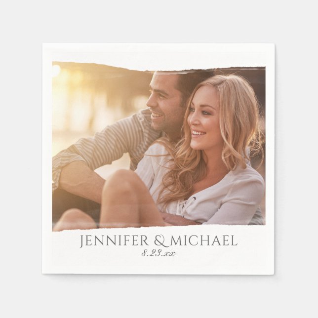 Watercolor Photo Strip Wedding Cocktail Napkins (Front)