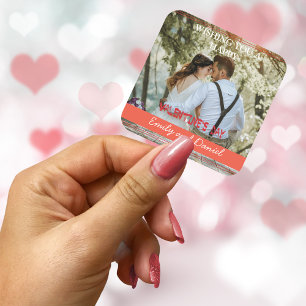 Watercolor Photo Valentine's Day personalized Square Sticker