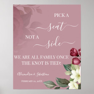 Watercolor Pick A Seat Not a Side Wedding Sign
