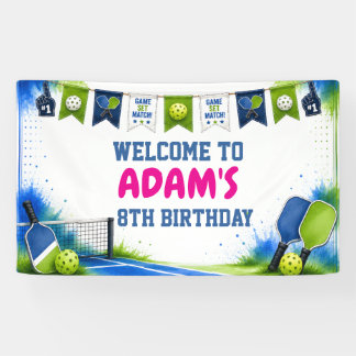 Watercolor Pickleball Birthday Party Banner