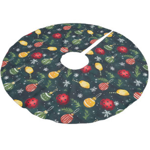 Watercolor Pickleball Holiday Rally Brushed Polyester Tree Skirt