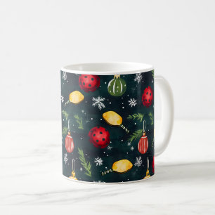 Watercolor Pickleball Holiday Rally Coffee Mug