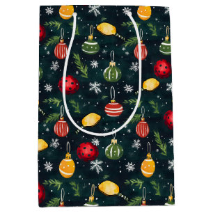 Watercolor Pickleball Holiday Rally Medium Gift Bag