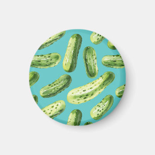 Watercolor Pickles on Turquoise Magnet