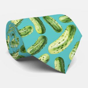 Watercolor Pickles on Turquoise Tie