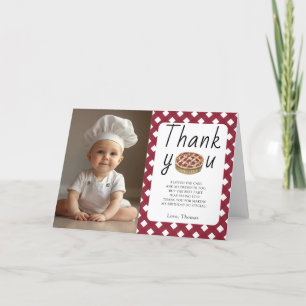 Watercolor Pie Baby Cook Birthday Party Thank You Card