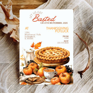 Watercolor Pie Rustique Thanksgiving Invitation Po