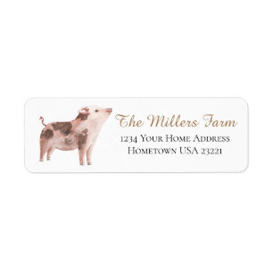 Watercolor Pig Farm Return Address