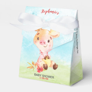 Watercolor Piggy Baby Shower Farm Favor Box