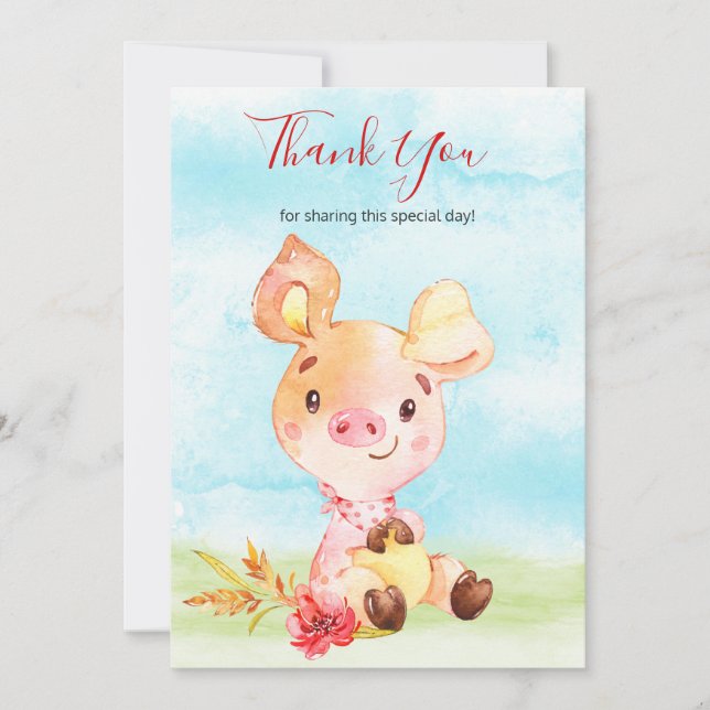 Watercolor Piggy Farm Thank You (Front)