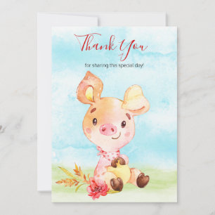 Watercolor Piggy Farm Thank You
